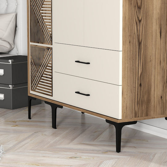 Kleiderschrank Drei Türen Pt Lidya Beige 120x47x201cm