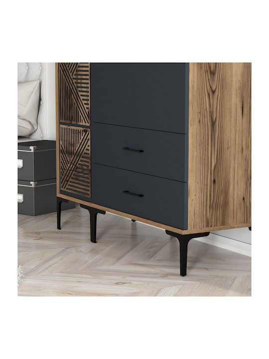 Wardrobe Three Doors Walnut Anthracite 120x47x201cm