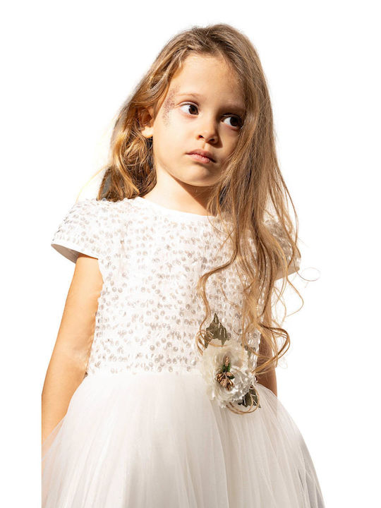 Princess Girl Παιδικό Φόρεμα Αμάνικο Τούλινο Λευκό