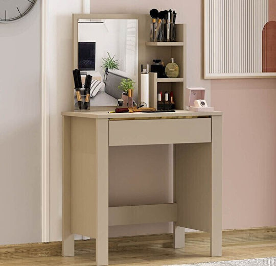 SteweHome Schminktisch – Moderner Spiegel & Schubladen Beiges 74cm x 40cm x 122cm