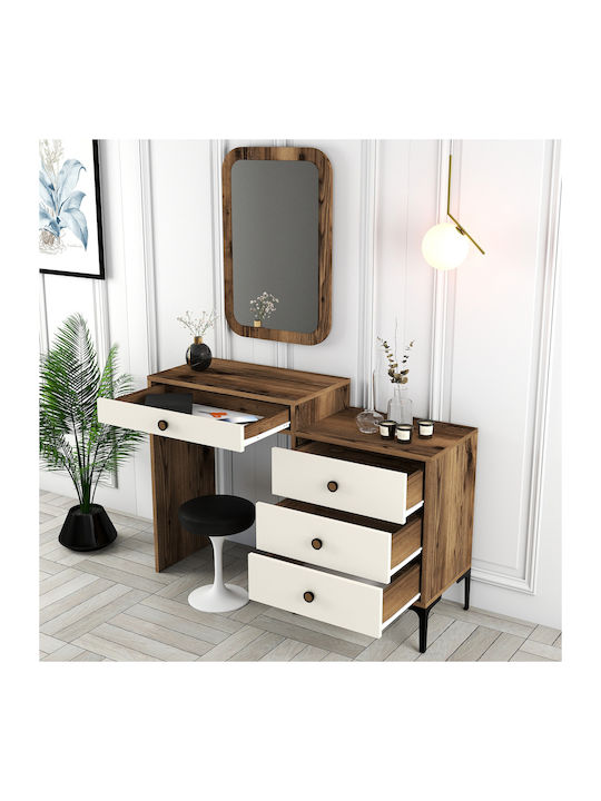 SteweHome Schminktisch mit Spiegel Karydia Creme 124x40x84cm