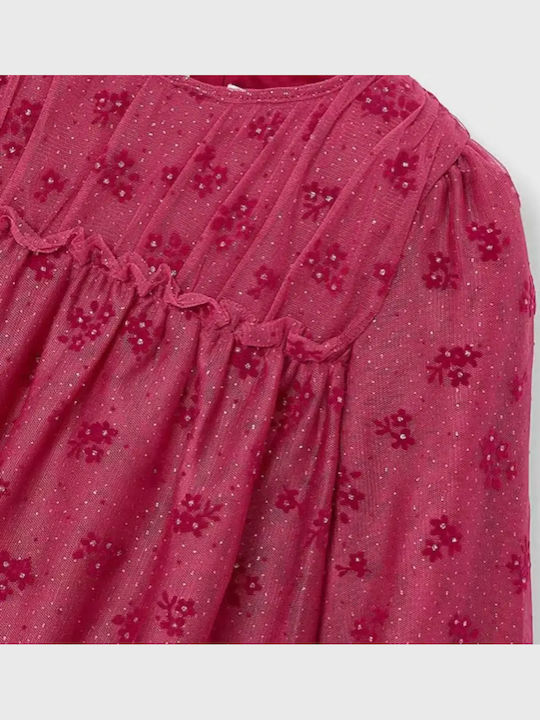 Children's Dress Long Sleeve Tulle Cherry