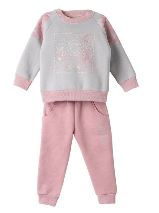 Kids Sweatpants Set Grey Pink 2pcs