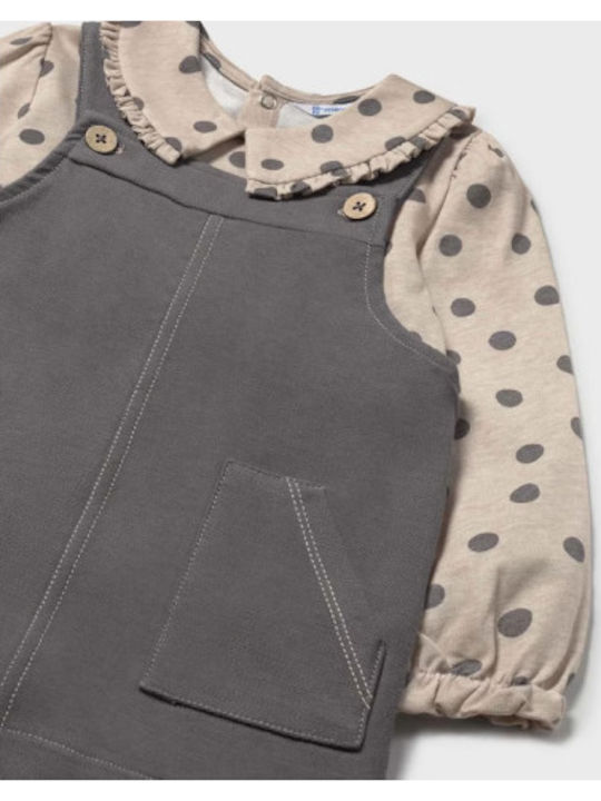 Girls Dungarees Set with Top Grey