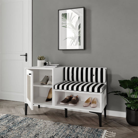 SteweHome Schuhorganisator Sitzbank & Aufbewahrung – Weiß 100×60×40cm