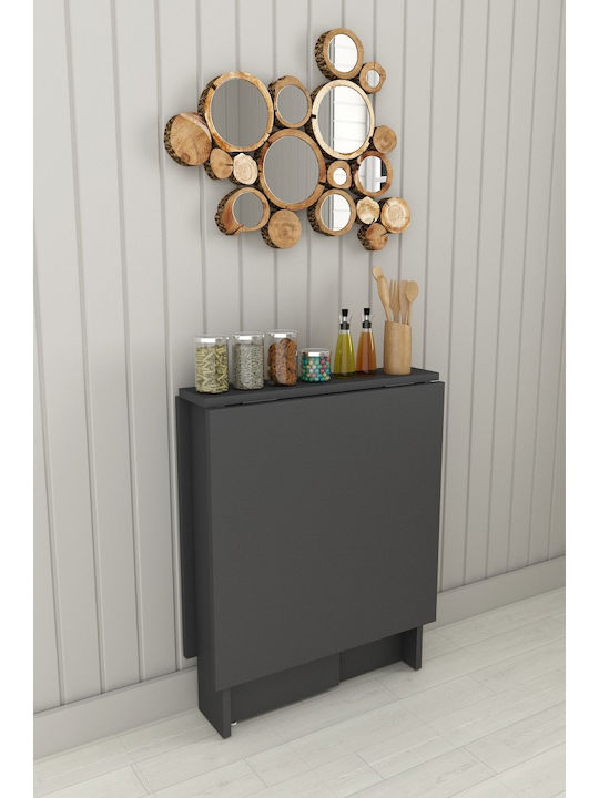 Πτυσσόμενο Τραπέζι Κουζίνας Mdf Ανθρακί 133x75x75cm