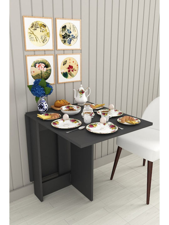 Πτυσσόμενο Τραπέζι Κουζίνας Mdf Ανθρακί 133x75x75cm