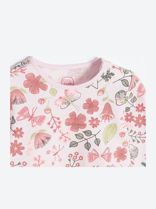 Children's Dress Long Sleeve Tulle Floral Pink