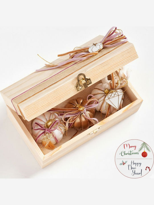 Parisis Christmas Wooden Figure Box Beige Height 8cm