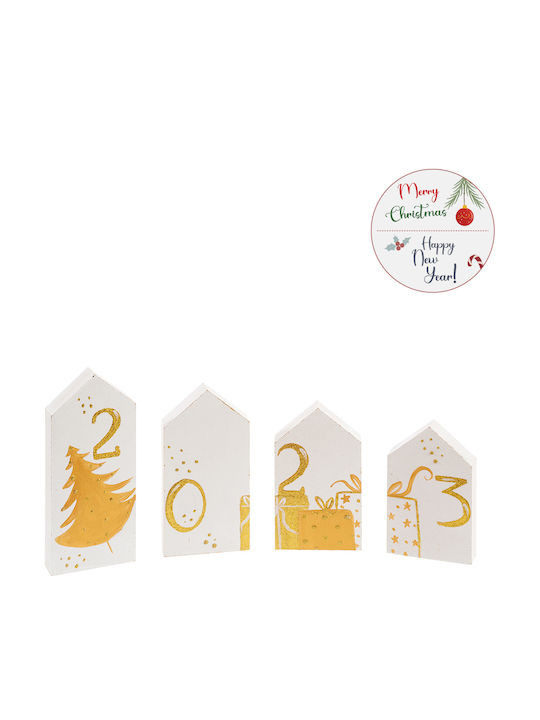 Parisis Christmas Wooden Figure Sign Gold Composition 2023 4pcs