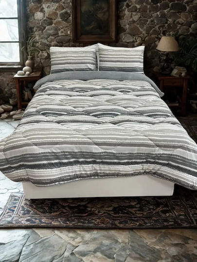 Double Double-Sided Quilt Sleep Set Pillowcases Gray 195x215cm