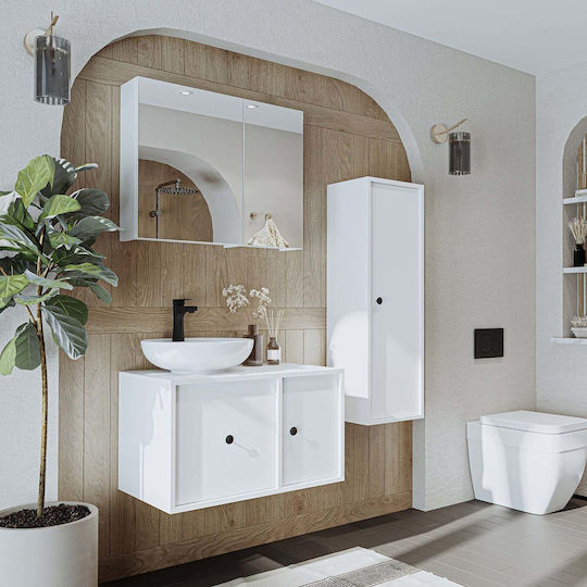 Bathroom Vanity Unit Set with Sink MDF 3 Pieces White 120x45x45cm