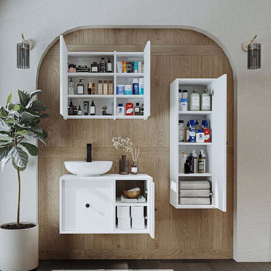 Bathroom Vanity Unit Set with Sink MDF 3 Pieces White 120x45x45cm