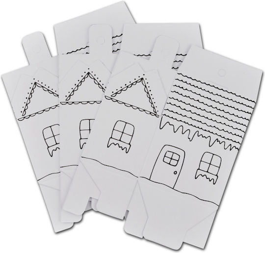 Dekorative Papierhäuser Klein Weiß Set von 6