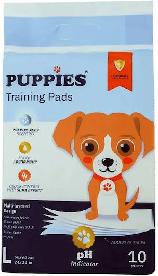 Puppies Επιδαπέδια Πάνα Σκύλου με Αυτοκόλλητο 60x60cm 10τμχ