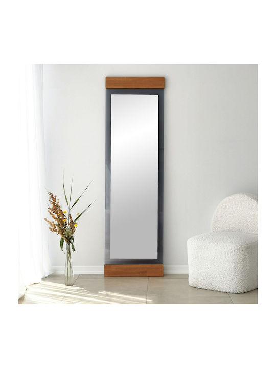 SteweHome Oglindă De Podea Cu Cadru Din Lemn Maro 140x40cm