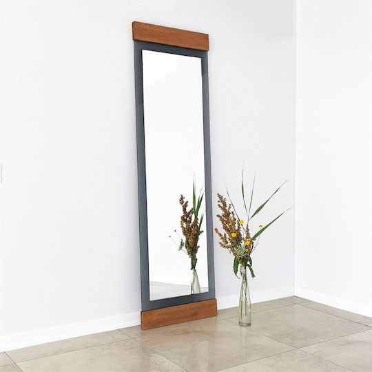 SteweHome Floor Mirror with Brown Wooden Frame 140x40cm