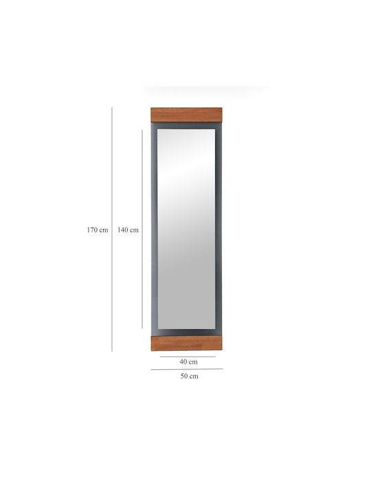 SteweHome Oglindă De Podea Cu Cadru Din Lemn Maro 140x40cm
