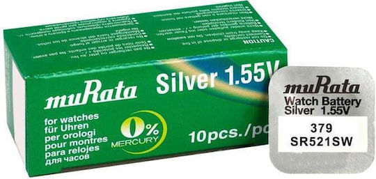 Murata Silver Oxide Watch Battery SR521SW 1.55V 1pcs