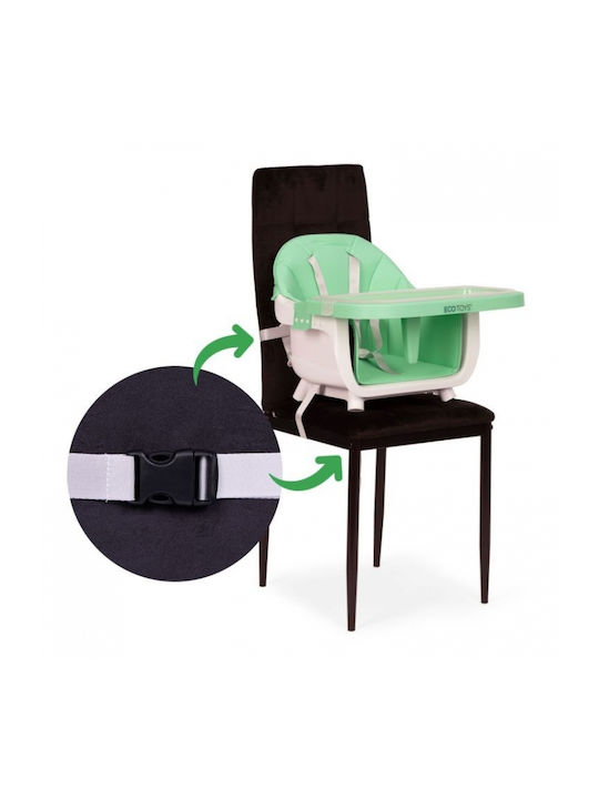 Ecotoys Scaun Înalt De Masă Bebe Cu Înălțime Reglabilă Verde
