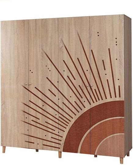 Vier Türen Kleiderschrank Oak / Beech 180x52x192cm STE-001011-V1669