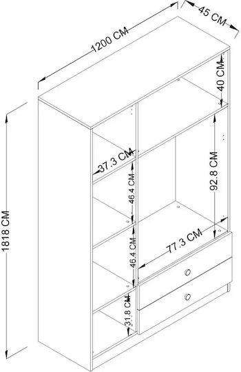 Dreifachtür Kleiderschrank mit Regalen 2 Schubladen Walnuss 120×45×180cm