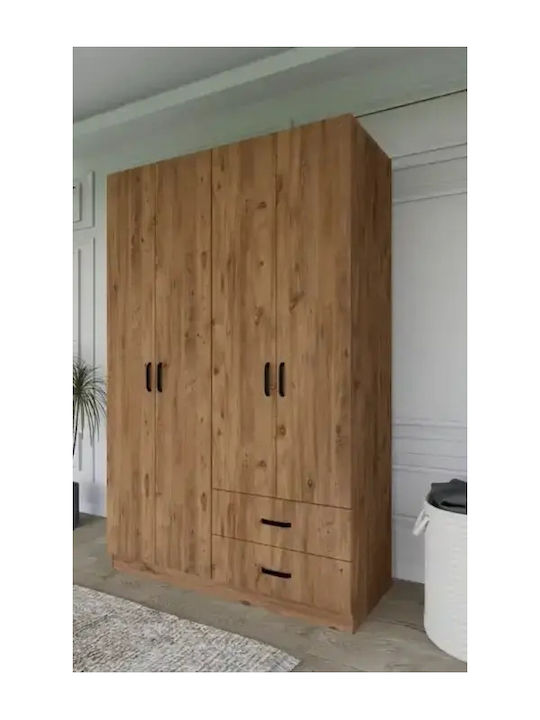 Triple Door Wardrobe with Shelves 2 Drawers Walnut 120×45×180cm