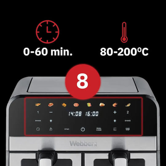 Webber Air Fryer με Διπλό Αποσπώμενο Κάδο 9lt