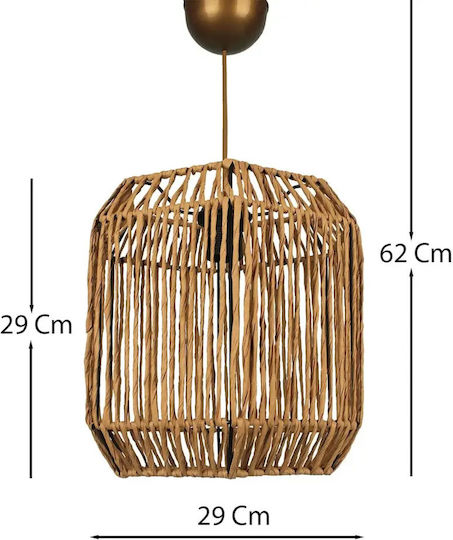 Deckenleuchte Metall & Rattan Kubisches Design 29x62cm Deckenleuchte Metall & Rattan Kubisches Design 29x62cm