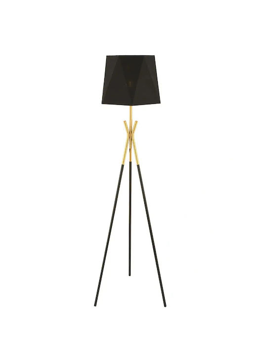 Tripod Floor Lamp Black Fabric & Metal Base 43x157cm