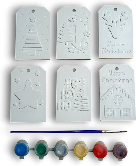 Plaster Designs Painting Christmas Ornaments Cards 6 Pieces
