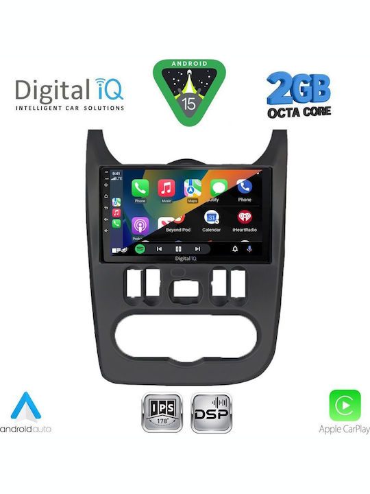 Digital IQ Car Audio System for Renault Logan Dacia Duster / Logan / Sandero 2006-2012 (Bluetooth/USB/WiFi/GPS/Apple-Carplay/Android-Auto) with Touch Screen 9"