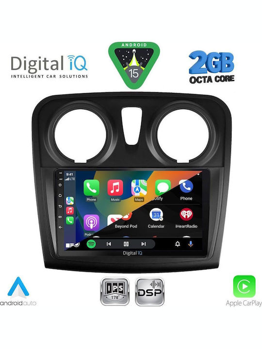 Digital IQ Car Audio System for Dacia Logan / Sandero 2012-2019 (Bluetooth/USB/WiFi/GPS/Apple-Carplay/Android-Auto) with Touch Screen 9"