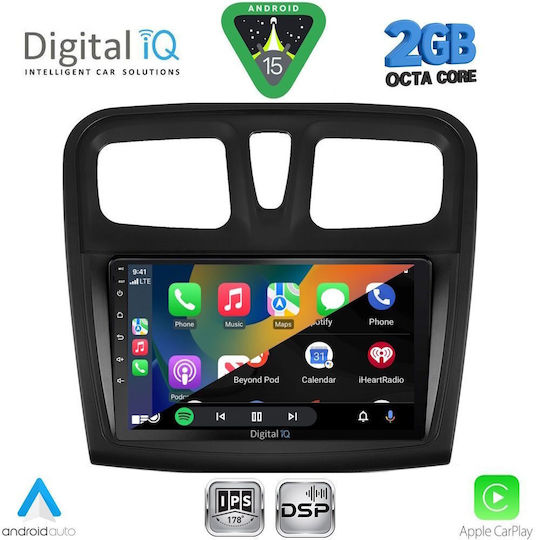 Digital IQ Car Audio System for Dacia Logan / Sandero 2012-2019 (Bluetooth/USB/WiFi/GPS/Apple-Carplay/Android-Auto) with Touch Screen 9"