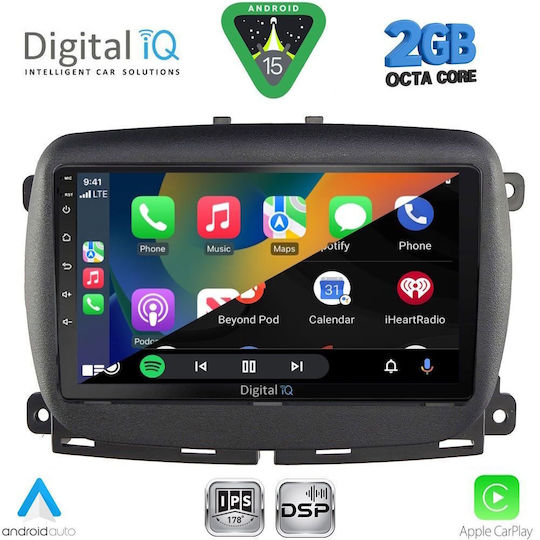 Digital IQ Ηχοσύστημα Αυτοκινήτου για Fiat 500 2016 (Bluetooth/USB/WiFi/GPS/Apple-Carplay/Android-Auto) με Οθόνη Αφής 9"
