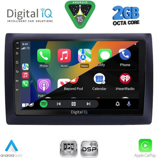 Digital IQ Car Audio System for Fiat Stilo 2001-2007 (Bluetooth/USB/WiFi/GPS/Apple-Carplay/Android-Auto) with Touch Screen 9"