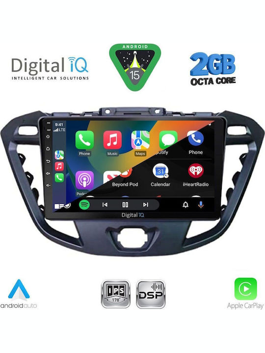 Digital IQ Car Audio System for Ford Transit Custom / Tourneo Custom 2013-2019 (Bluetooth/USB/WiFi/GPS/Apple-Carplay/Android-Auto) with Touch Screen 9"