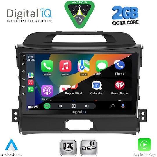 Digital IQ Car Audio System for Kia Sportage 2010-2015 (Bluetooth/USB/WiFi/GPS/Apple-Carplay/Android-Auto) with Touch Screen 9"