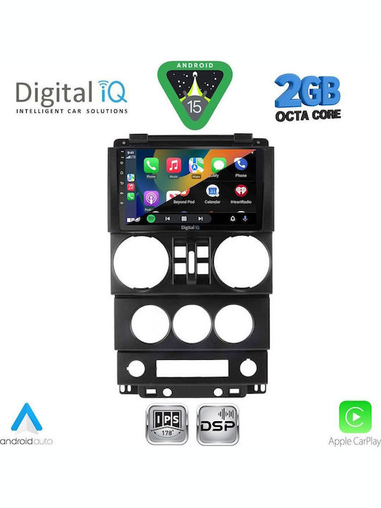 Digital IQ Car Audio System for Jeep Wrangler 2006-2011 (Bluetooth/USB/WiFi/GPS/Apple-Carplay/Android-Auto) with Touch Screen 9"