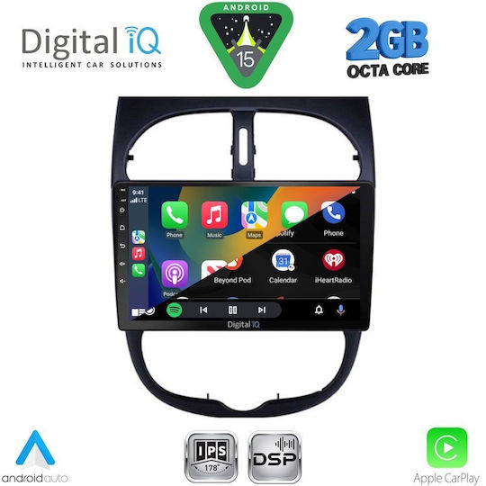 Digital IQ Ηχοσύστημα Αυτοκινήτου για Peugeot 206 1998-2006 (Bluetooth/USB/WiFi/GPS/Apple-Carplay/Android-Auto) με Οθόνη Αφής 9"