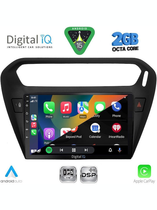 Digital IQ Car Audio System for Peugeot 301 Citroen C-Elysee 2013 (Bluetooth/USB/WiFi/GPS/Apple-Carplay/Android-Auto) with Touch Screen 9"