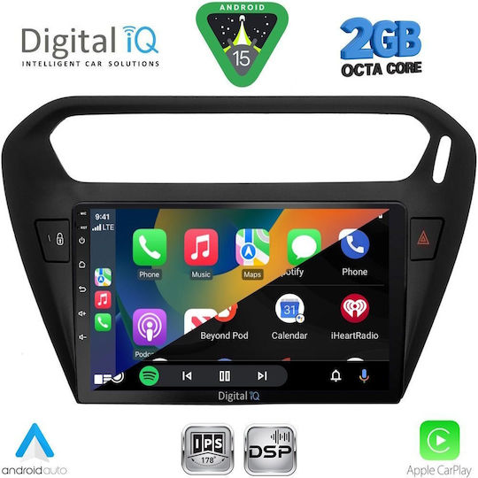 Digital IQ Ηχοσύστημα Αυτοκινήτου για Peugeot 301 Citroen C-Elysee 2013 (Bluetooth/USB/WiFi/GPS/Apple-Carplay/Android-Auto) με Οθόνη Αφής 9"
