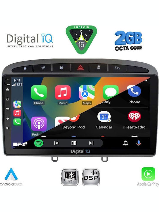 Digital IQ Car Audio System for Peugeot 308 / RCZ 2009-2015 (Bluetooth/USB/WiFi/GPS/Apple-Carplay/Android-Auto) with Touch Screen 9"
