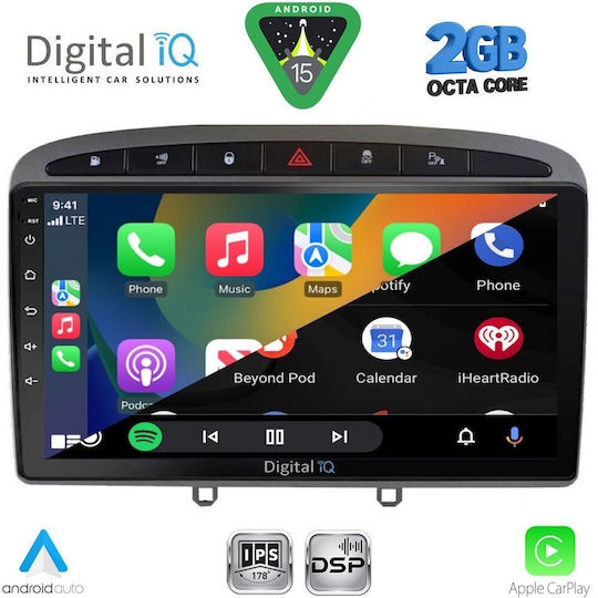 Digital IQ Ηχοσύστημα Αυτοκινήτου για Peugeot 308 / RCZ 2009-2015 (Bluetooth/USB/WiFi/GPS/Apple-Carplay/Android-Auto) με Οθόνη Αφής 9"
