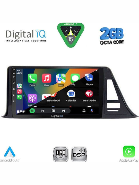 Digital IQ Car Audio System for Toyota C-HR 2017-2023 (Bluetooth/USB/AUX/WiFi/GPS/Apple-Carplay/Android-Auto) with Touch Screen 9"