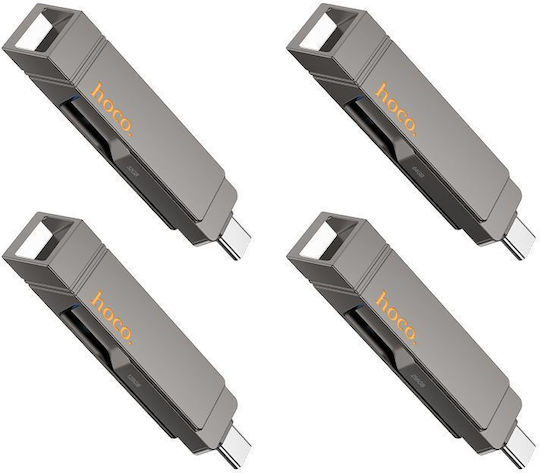 Hoco 32GB USB 2.0 Stick με σύνδεση USB-A & USB-C Μαύρο