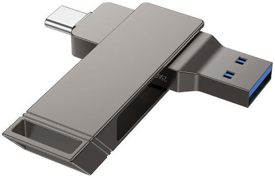 Hoco 128GB USB 2.0 Stick με σύνδεση USB-A & USB-C Μαύρο