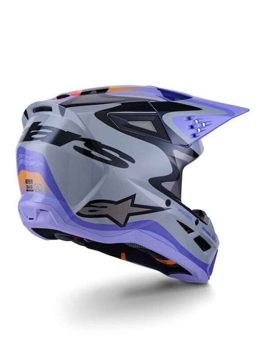 Alpinestars SM3 Jettson Grey Gloss Motorcycle Helmet Motocross DOT / ECE 22.06 1430gr