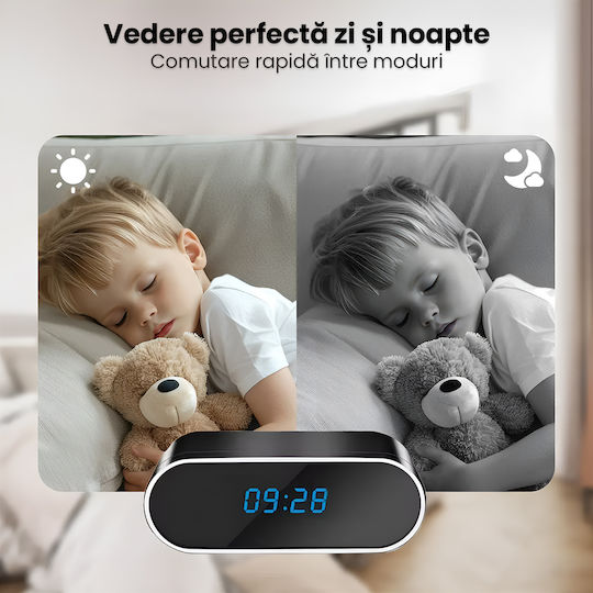 Cameră De Supraveghere În Ceas Wifi 1080p Full Hd Card De 16gb Inclus Viziune Nocturnă Detectare Mișcare Alerte Telefon Înregistrare Audio Video Aplicație Ios Android Supraveghere Acasă Birou