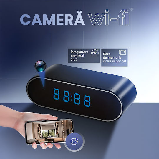 Cameră De Supraveghere În Ceas Wifi 1080p Full Hd Card De 8gb Inclus Viziune Nocturnă Detectare Mișcare Alerte Telefon Înregistrare Audio Video Aplicație Ios Android Supraveghere Casă Birou